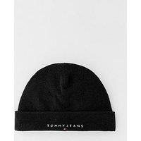 Tommy Jeans Linear Logo Fleece Beanie Hat - Black