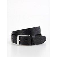 Tommy Hilfiger Monogram Print 3.5Cm Leather Belt - Black