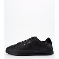 Tommy Hilfiger Court Leather Grain Essential Sneaker - Black