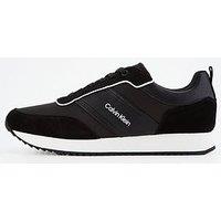 Calvin Klein Low Top Suede/Leather Lace Up Runners - Black/White