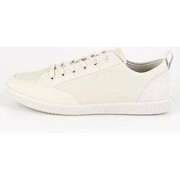 Calvin Klein Low Top Patent Trim Lace Up Sneakers - Cream