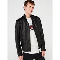 Hugo Lokis-3 Leather Biker Jacket - Black