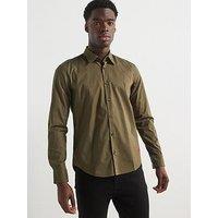 Hugo Ermo Patch Logo Slim Fit Shirt - Khaki