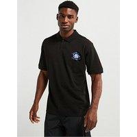 Hugo Dignipolo Shirt Floral Ledt Chest Print Relaxed Fit Polo Shirt - Black