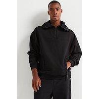 Hugo Dilacktech Zip Pocket Ninja Oversize Fit Overhead Hoodie - Black