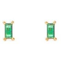 The Love Collection Baguette Crystal Ball Back Stud - Green