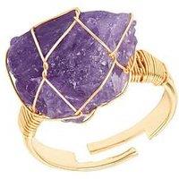 The Love Collection Raw Stone Wire Wrap Ring - Purple