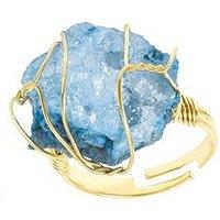 The Love Collection Raw Stone Wire Wrap Ring - Blue