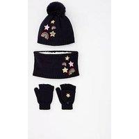 V By Very Girls 3 Piece Star Hat, Glove And Snood Set