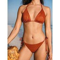 Chelsea Peers Metallic Tie-Side Bikini Bottoms - Bronze