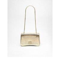 Quiz Gold Crocodile Print Cross Body Bag