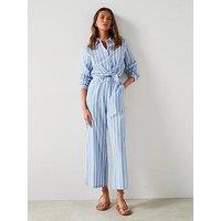 Mango Striped Shirt Jumpsuit - Blue