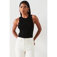 Mango Ribbed Knit Top - Black