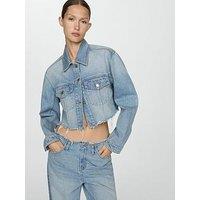 Mango Denim Jacket With Frayed Hem