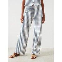 Mango Crochet Striped Trousers - Blue/White