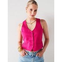 Mango Linen Suit Waistcoat - Pink