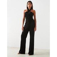 Mango Halter Neck Jumpsuit - Black