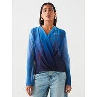 Mango Cielo Ombre Semi Sheer Blouse - Blue