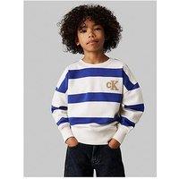 Calvin Klein Jeans Boys Striped Modern Comfort Sweatshirt - Cream