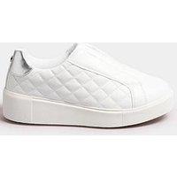 Yours Wide Fit Wedge Trainer Quilted - White