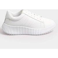Yours Extra Wide Fit Ribbed Wedge Trainer - White