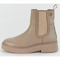 Tommy Hilfiger Leather Ankle Chelsea Boots - Beige