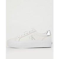 Calvin Klein Jeans Flatform Lace Up Leather Trainer - White