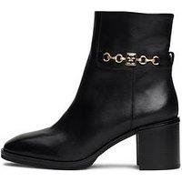 Tommy Hilfiger Chain Detail Leather Ankle Boots - Black