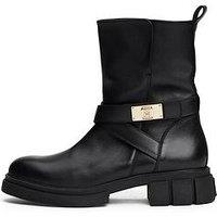 Tommy Hilfiger Leather Biker Boots - Black
