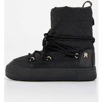 Tommy Hilfiger Lace Up Monogram Snowboots - Black