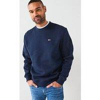 Tommy Jeans Regular Fit Small Left Chest Flag Crew Neck Sweatshirt - Navy