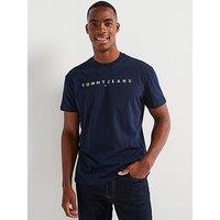 Tommy Jeans Slim Fit Linear Logo T-Shirt - Navy