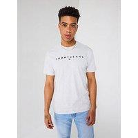 Tommy Jeans Slim Fit Linear Logo T-Shirt - Grey