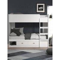 Very Home Atlanta Storage Bunk Bed With Mattress Options (Buy & Save!) - White - Bunk Bed Frame With 2 Standard Mattresses