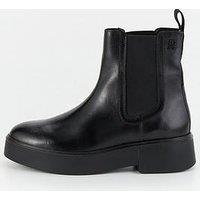 Tommy Hilfiger Leather Ankle Chelsea Boots - Black