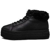 Calvin Klein Jeans Fleece Lined Flatform Hi-Top Trainers - Black
