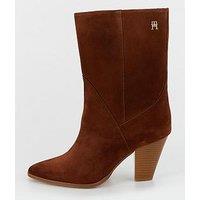 Tommy Hilfiger Suede Heeled Cowboy Boots - Brown