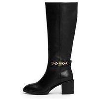 Tommy Hilfiger Chain Detail Leather Calf Boots - Black