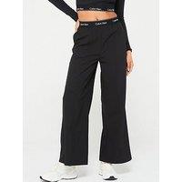 Calvin Klein Sport Logo Waistband Wide Leg Jogger - Black