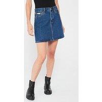 Calvin Klein Jeans High Rise Denim Mini Skirt - Blue