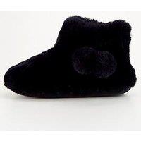 Everyday Plush Boot Slipper With Pom Poms - Navy