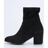 Everyday Wide Fit Block Heel Sock Boot - Black