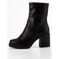 V By Very Extra Wide Fit Block Heel Sock Ankle Boot - Black