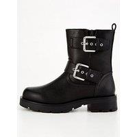 V By Very Extra Wide Fit Biker Calf Boot - Black