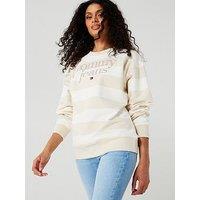 Tommy Jeans Stripe Logo Sweatshirt - Beige
