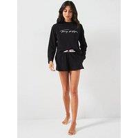 Tommy Hilfiger Jersey Long Sleeve Pyjama Short Set - Black