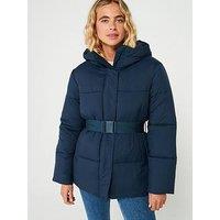 Calvin Klein Jeans Logo Belted Padded Jacket - Blue