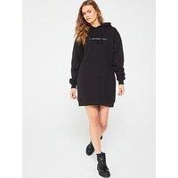 Calvin Klein Jeans Chenille Monologo Mini Hoodie Dress - Black