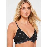 Calvin Klein Printed Logo Triangle Bralette - Black
