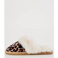 V By Very Closed Toe Mule Slipper - Leopard